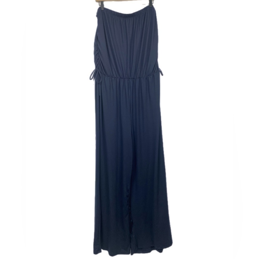Forgotten Grace Navy Strapless Jumpsuit Side Ruching Size 3X Wedding Resort
